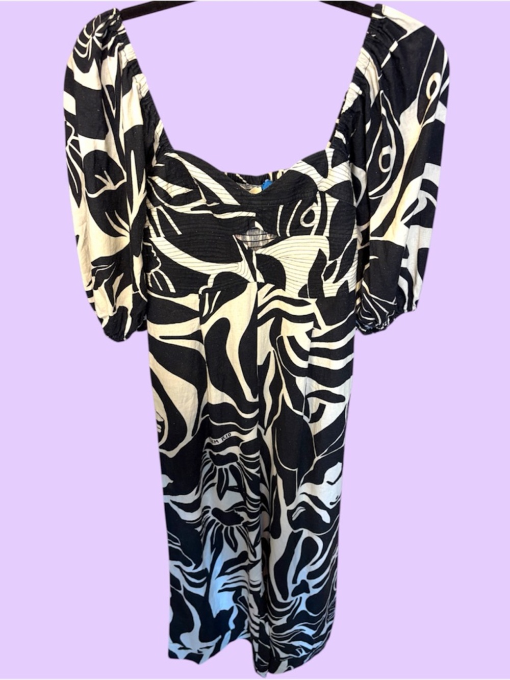 FARM Rio x Anthropologie Black and White Floral Cutout Wide-Leg Jumpsuit